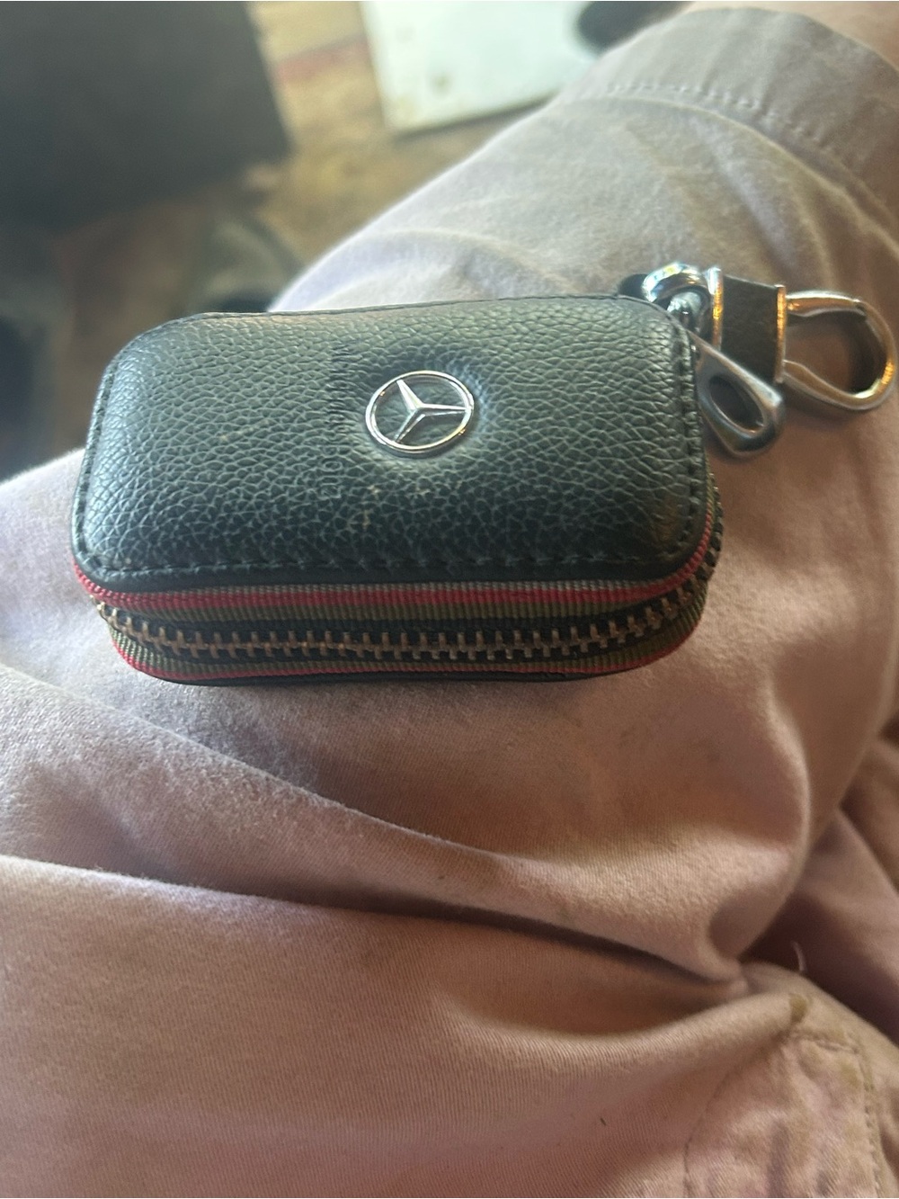Mercedes-Benz Black Leather Key Case with Keyring